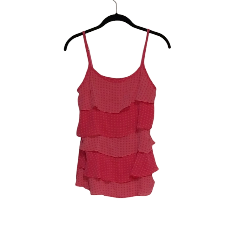 NEW YORK & COMPANY pink tiered adjustable strap top size XS